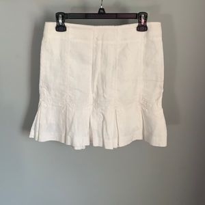 Intuitions White Embroidered Linen Skirt